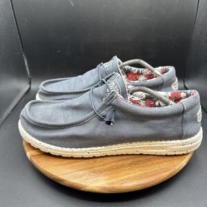 Hey Dude Wally Stretch Blue Men's Size 14 Slip On Shoes Floral Sneakers